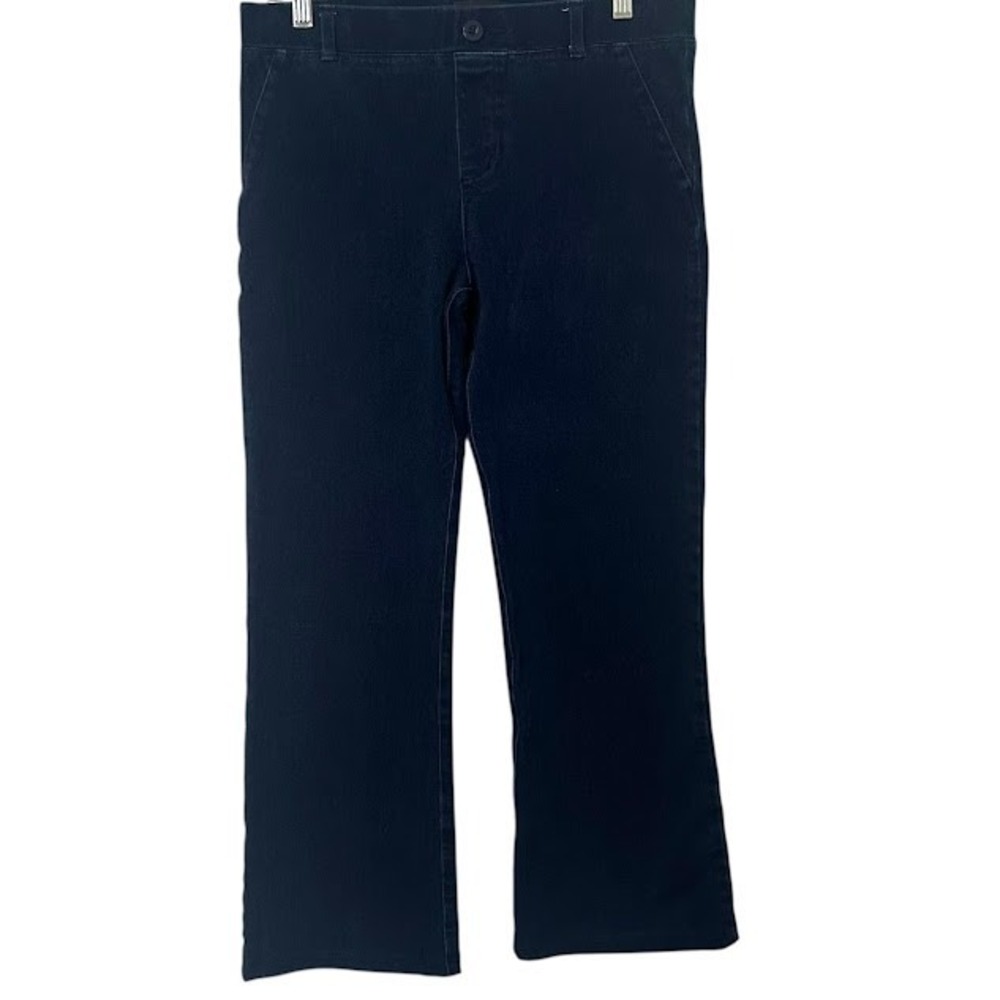 Betabrand‎ Dark Wash Yoga Pant Style Cropped Flare Stretch Jeans Womens M